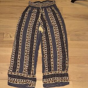Shosho Blue and Cream Wide Leg Pants
